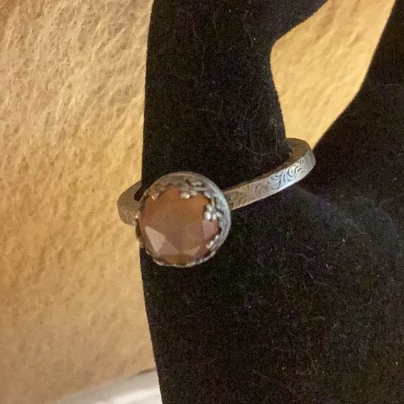 Peach moonstone sterling 3 ring set - Picture 4 of 4